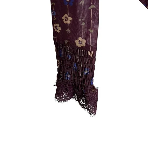 Free People Up All Night Printed Bodysuit Berry Bandit Floral Thong NWOT Small - Picture 5 of 7